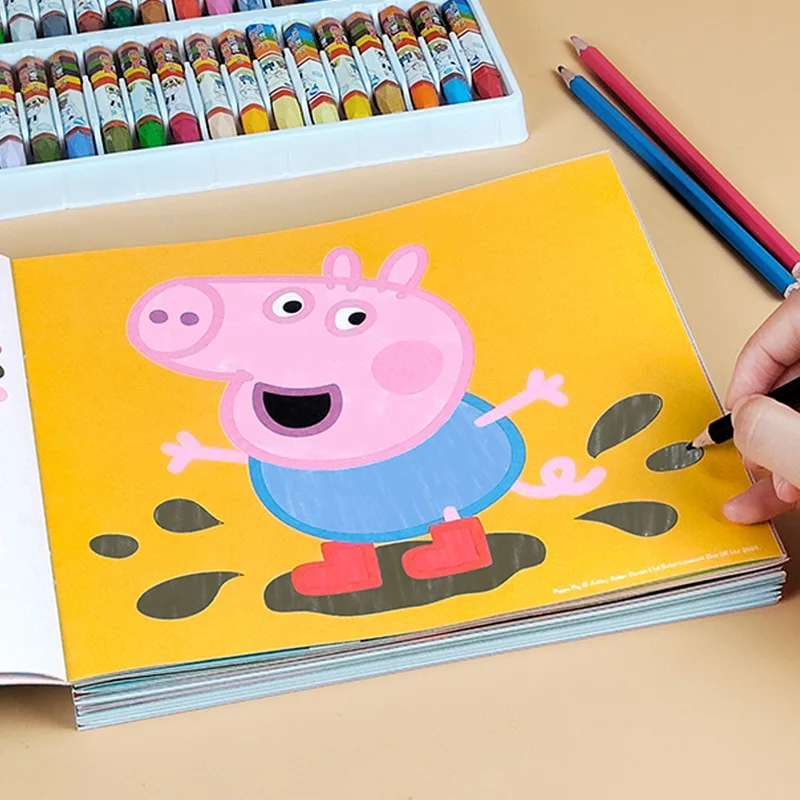 4 قطع من كتاب تلوين Peppa Pig 3-6 كتاب رسم للأطفال في رياض الأطفال التعليم المبكر لعبة تعليمية هدية
