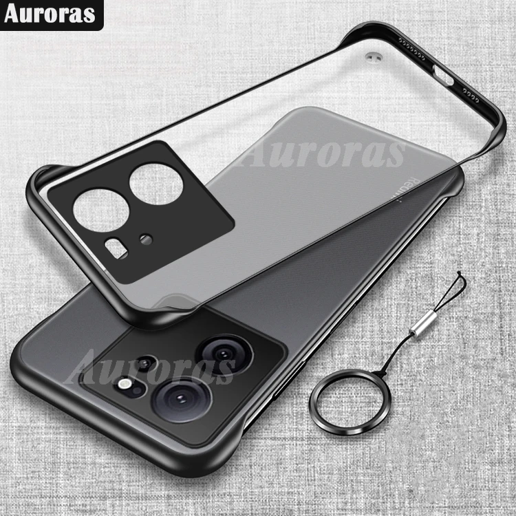 Auroras For Xiaomi 13T Pro Case With Ring Frameless Transparent Half-wrapped Hard Shell For Xiaomi 13T Shockproof Back Cover