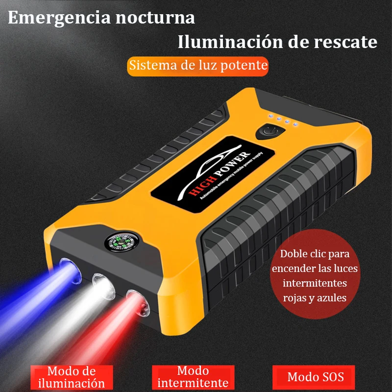 12V Car Jump Starter Power Bank Portable Car Battery Booster Charger Starting Device Auto Emergency Start-up Lighting