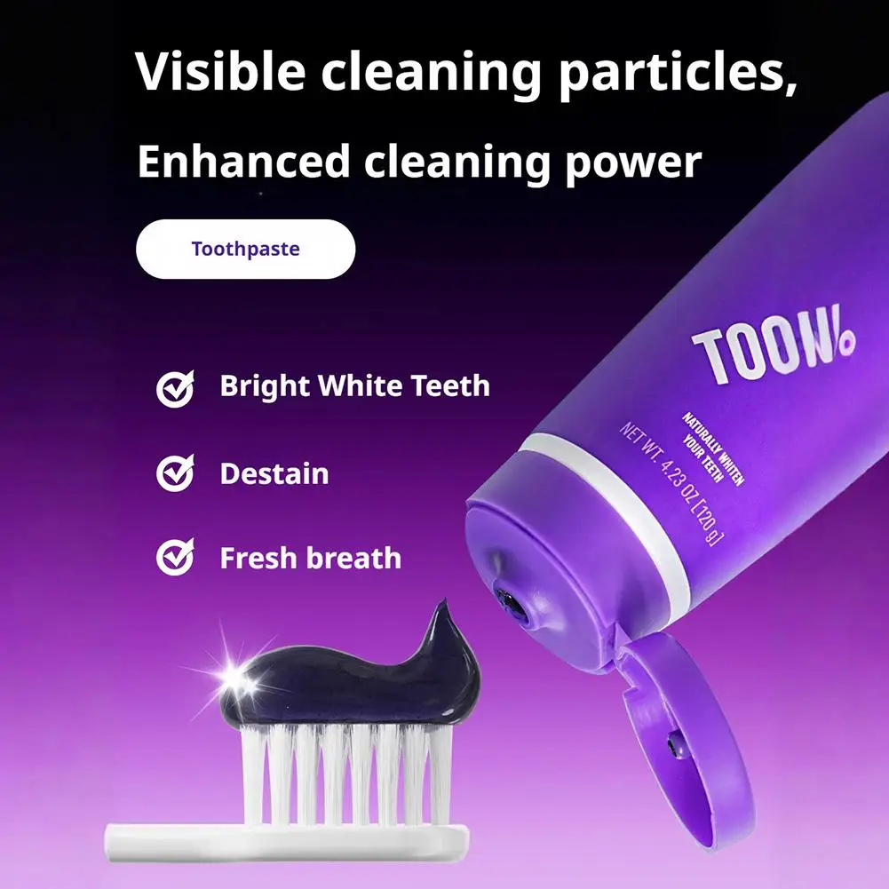 3倍の明るい白い歯磨き粉 ユニークなトーンアップ技術で欠陥をカバーし、歯の色を均一にします ミントフレーバー パープル歯磨き粉