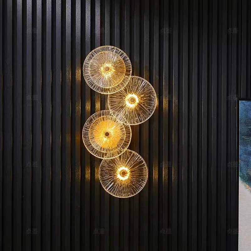 Postmodern Light Luxury Wall Lamp Living Room Background Wall Bedside Personalized Glass Aisle Wall Light Golden Wall Lamp