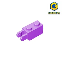 MOC PARTS GDS-827 Hinge Brick 1 x 2 Locking with 2 Fingers Vertical End, 9 Teeth compatible with lego 30365  children's toys