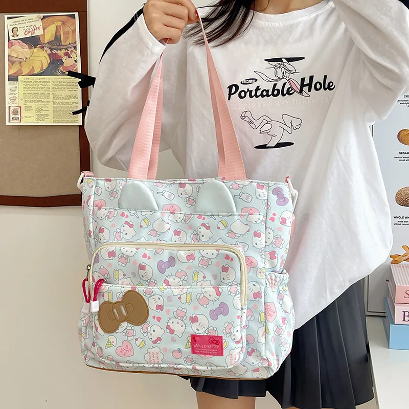 Sanrio girl hand carrying large capacity storage bag ins cute printed cartoon Hello Kitty student practical lightweight bag