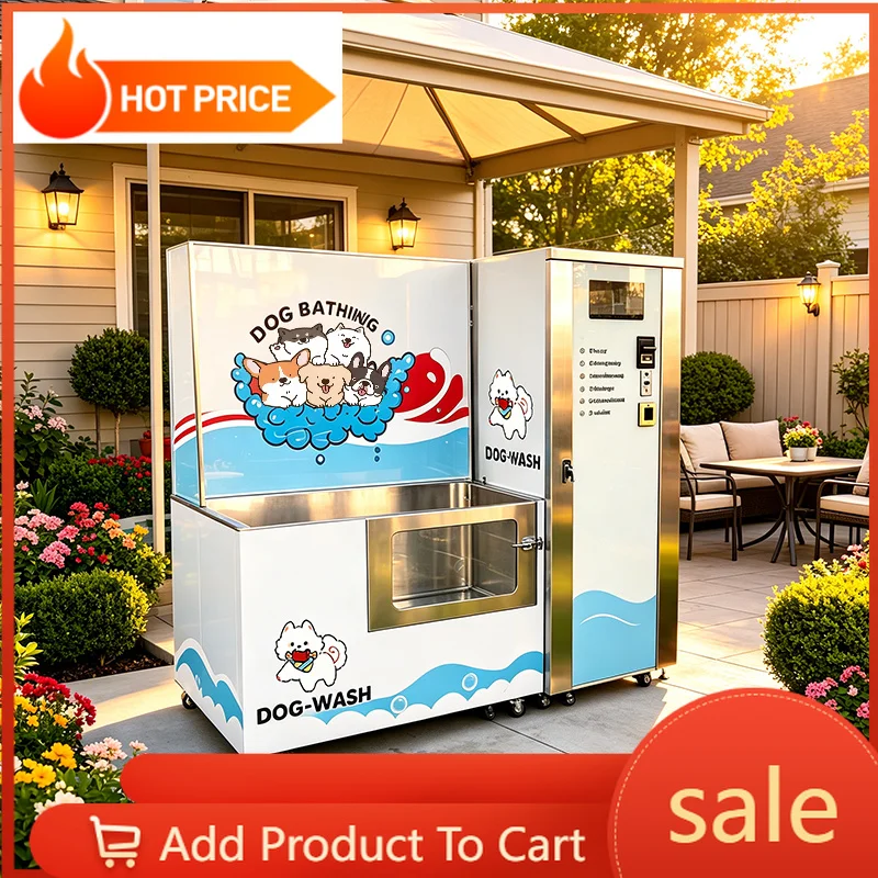 Touch‑Screen Operated Outdoor Pet Wash Booth Multi‑Function Self‑Grooming Kiosk With Protective Accessory