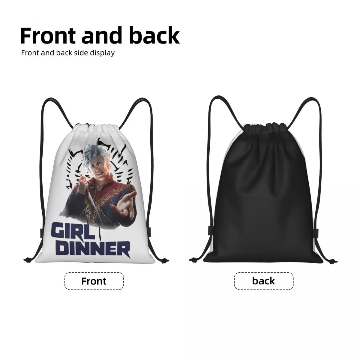 Astarion Girl Dinner Drawstring Bags Sports Backpack Gym Sackpack Baldurs Gate BG3 String Bag for Exercise