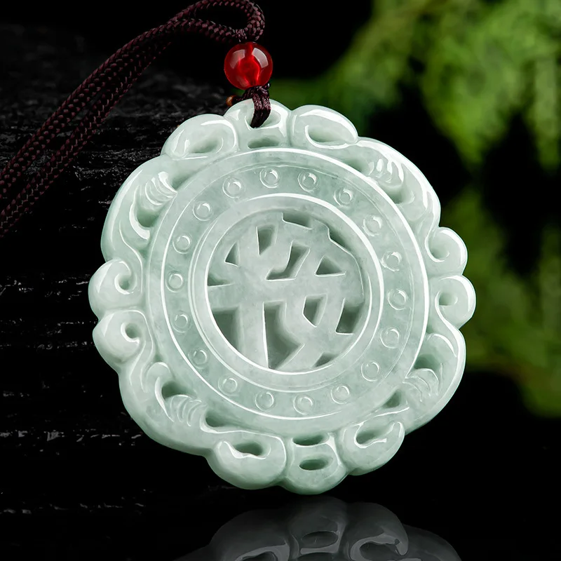 Natural Myanmar A-grade Jade Peace Brand Four Seasons Peace Glutinous Jadeite Pendant For Men's Charms Women's Jewelry Drop Ship