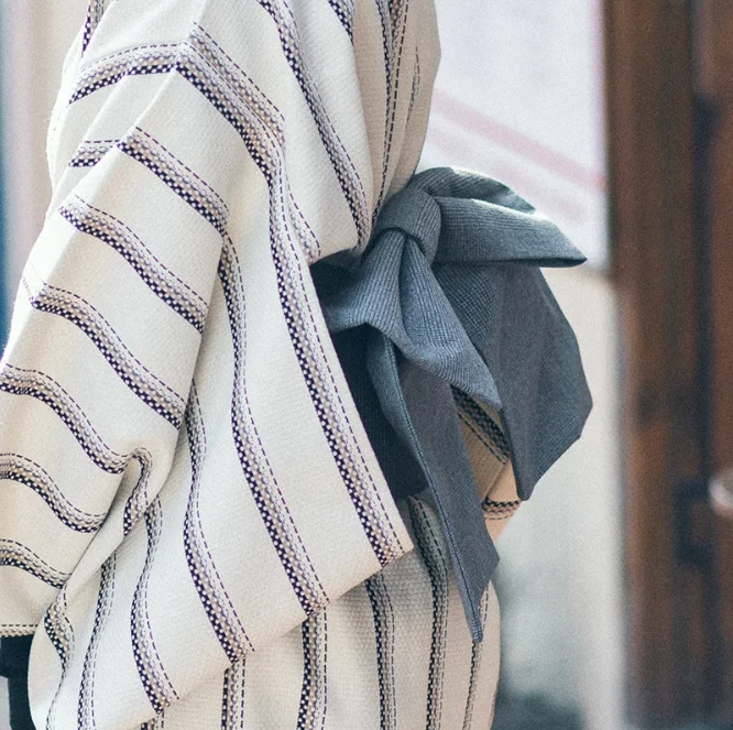 

Japanese Style And Grey Fixed Bow Belt