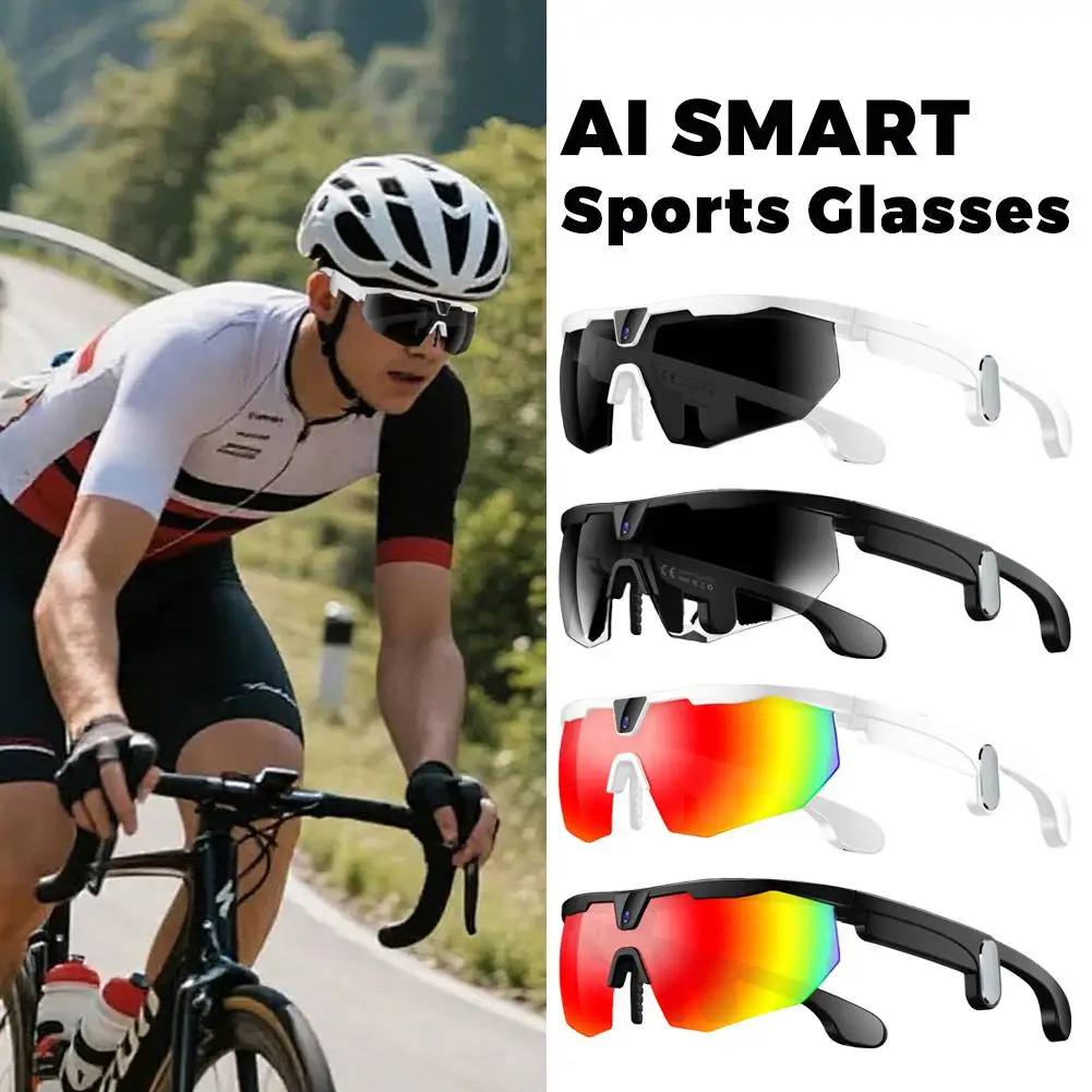 AI Smart Sports Sunglasses With Bluetooth Audio Open-Ear Smart Sports Glasses For Outdoor Cycling And Running UV400 Sunglasses