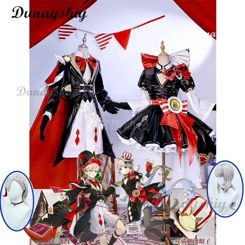 

Game Genshin Impact Lynette Lyney KFC Cosplay Costume Wig Suit Elegant Dress Cosplay Costume Halloween Party Outfit