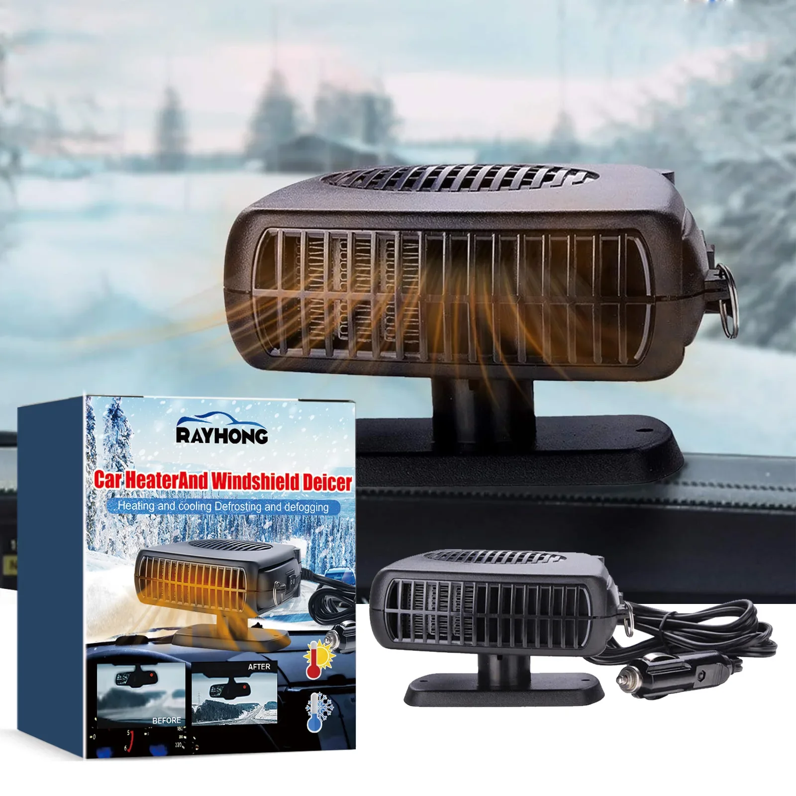 実用的な車の暖房プラグイン、インテリア除雪機除去ツール、コンパクトなデフォッガー、ドライブ中の暖かさをお楽しみください、冬