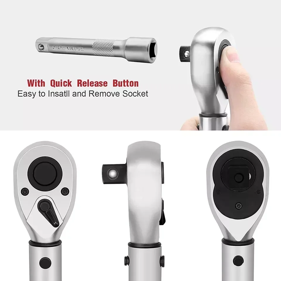 Professional Flexible 1'' Drive 1500N.m 2000N.m 3000N.m Torque Wrench Preset Adjustable Type Ratcheting Torque Wrench