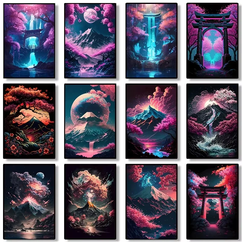 

50X70CM Adult 1000PCS Paper Jigsaw Puzzle Japanese Nature Neon Stress Relief Entertainment Children Toy