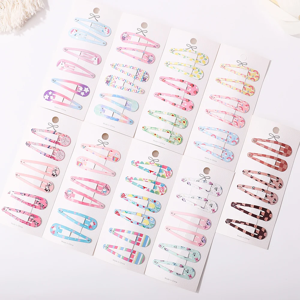 6Pcs/Set Girls Colorful BB Hairpins Cute Print Cartoon Hair Clips Kids Boutique Sweet Hairclip Children Fashion Hair Accessories