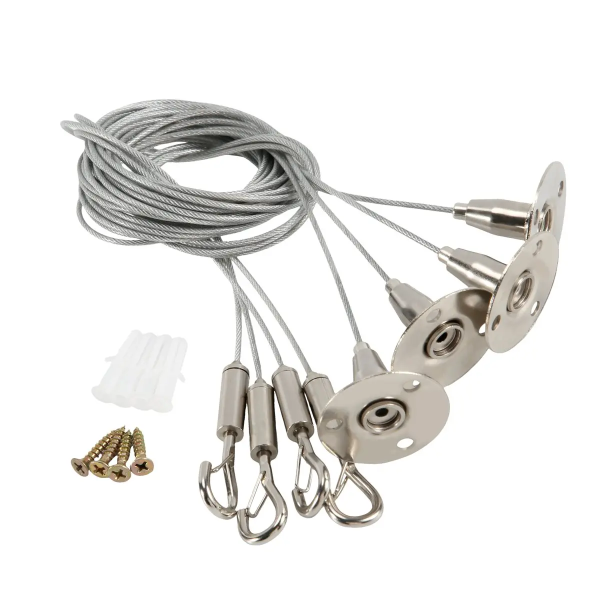 HGHO 4 Pack 6ft Ceiling Sign Hanger Wire Kit, 2m Adjustable Suspension Hanging Cable Wire with Hook Wall Mount Cable