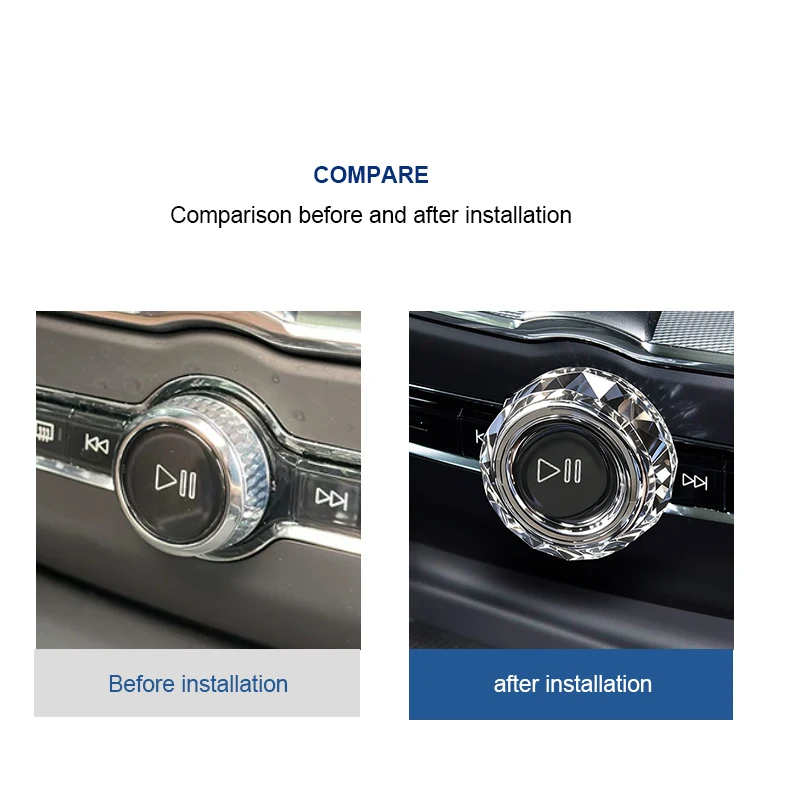 Kristall-Lautstärkeregler Dekorative Knopfabdeckung für Volvo XC40 C40 EC40 EX40 S90 S60 XC90 XC60 V90 V60 – Detail 2