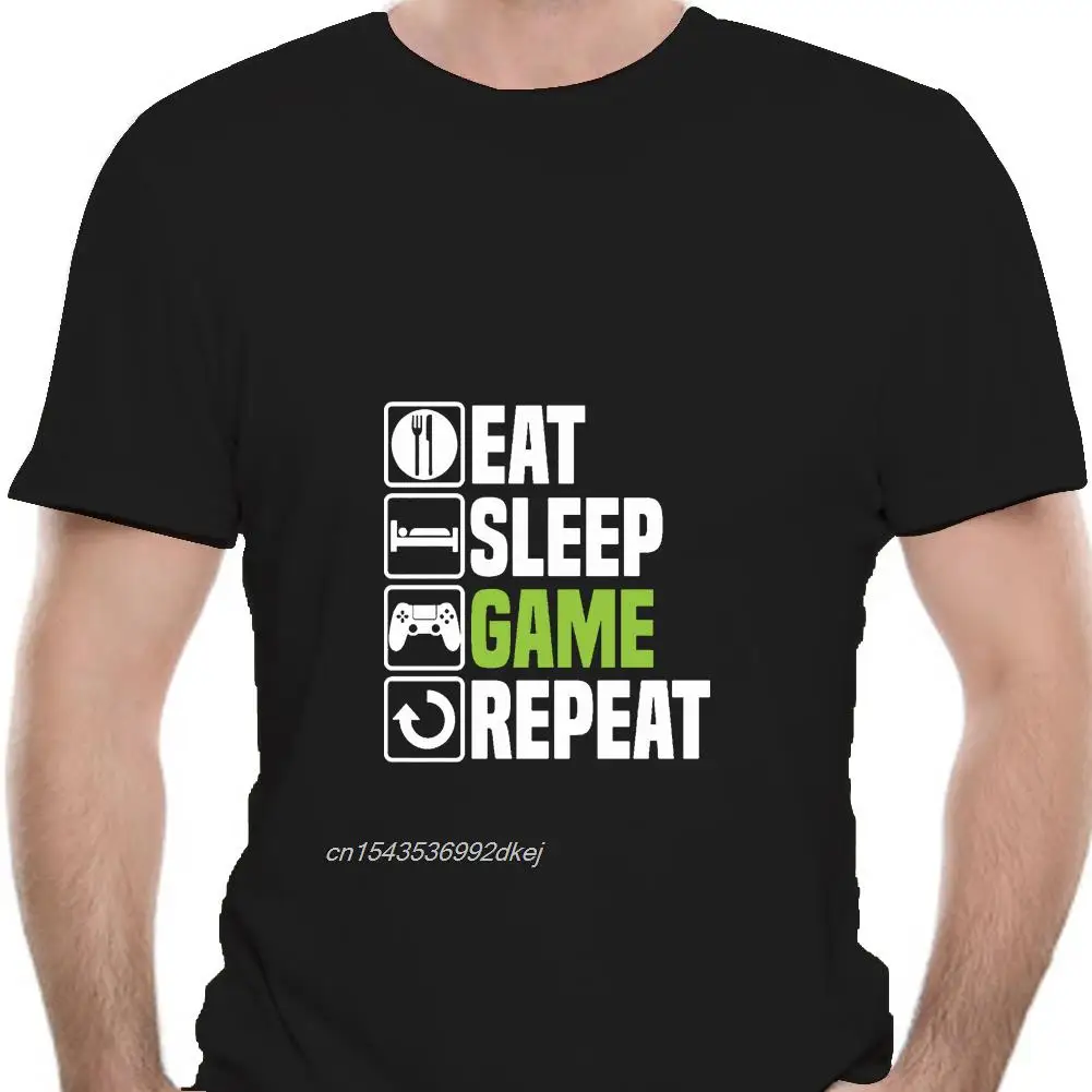 

Summer Fashion Top Tees Eat Sleep Game TShirt Funny Gamer Gaming Christmas Birthday Gift Top Casual Printed Tee Euro Size Sbz174