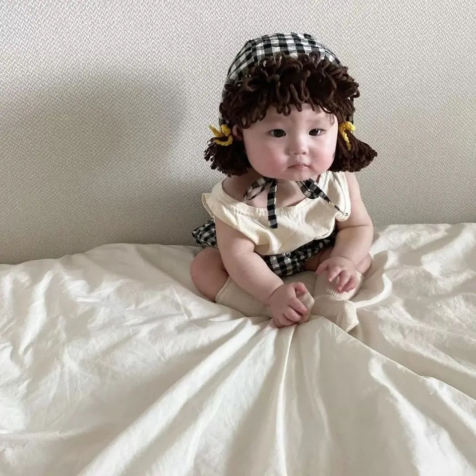 Children Baby Hat 2022 Autumn Winter Korea Style Baby Hat Cute Bangs Wig Super Cute Baby Wool Warm Fashionable Baby Lovely Hat