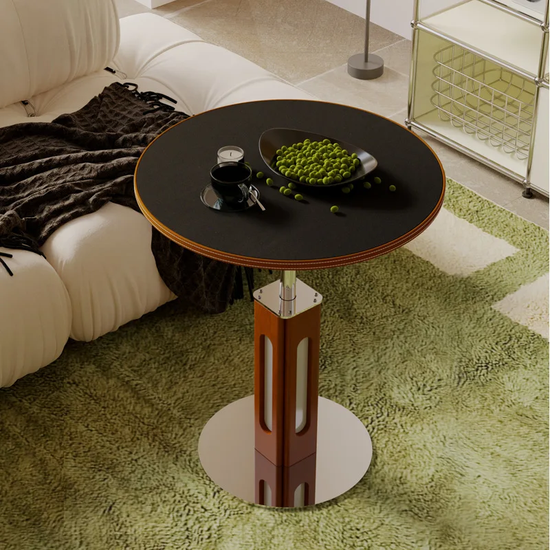 Medieval style round , retro round dining table, simple Nordic solid wood small apartment, modern rock slab negotiation table