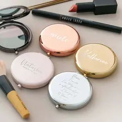 Personalized Compact Mirror Custom 6.5CM Pocket Mirror With Name Hen Night Wedding Party Favor Gifts Guests Wedding details