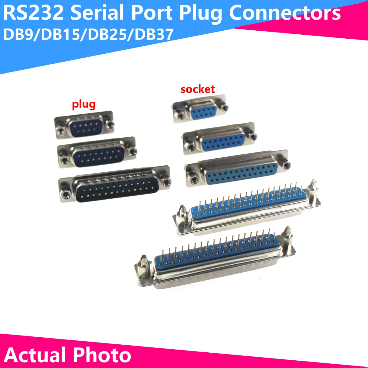 

5PCS DB9 DB15 DB25 DB37/9/15/25/37 Pin Straight 180 Degree Male Female Plug D-sub PCB Mounting Connector DP9 DP15 DP25 DP37