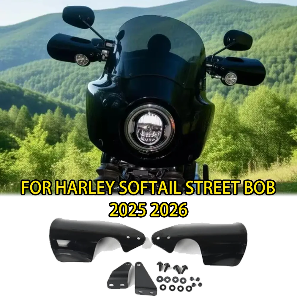 

Motorcycle Hand Guards Black Handlebar Protector Fits Harley Softail Street Bob 2025 2026 Windshield Cover
