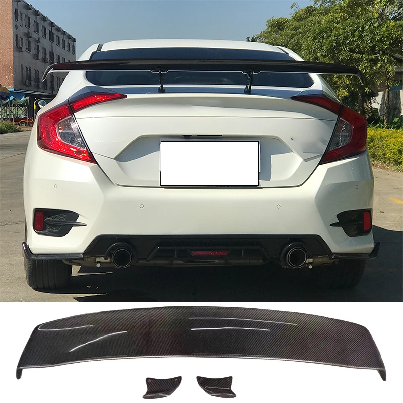 

For 2016 2017 2018 2019 Honda's 10Th Generation Civic Real Carbon Fiber Highquality Rear Spoiler Trunk Lid Diffuser GT TPR Styl