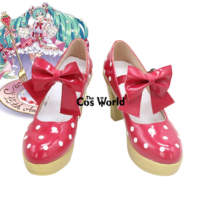 Miku 15th Anniversary Erdbeere Anime Anpassen Cosplay High Heels Schuhe