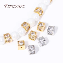 Luxury 18K Gold Plated Inlay Zircon Square Spacer Separator Beads High Quality Jewelry Making DIY Bracelets Necklace Accessories