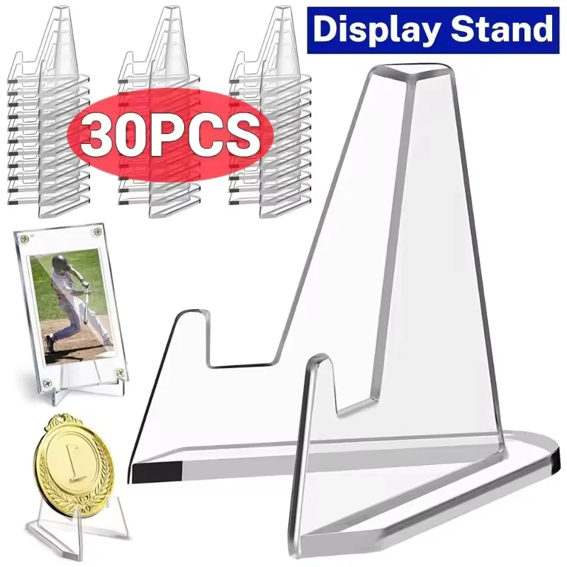 1-30Pcs Transparent Acrylic Coin Display Stand Holders Small Easel Rack Card Commemorative Challenge Coin Capsule Holder Support