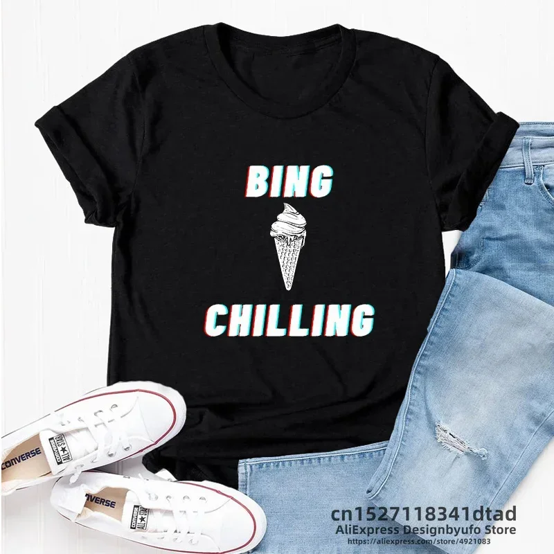 Bing chilling T-shirts retro John Xina ice cream funny classic T-shirt casual short sleeve tshirts for Women Men graphic tees