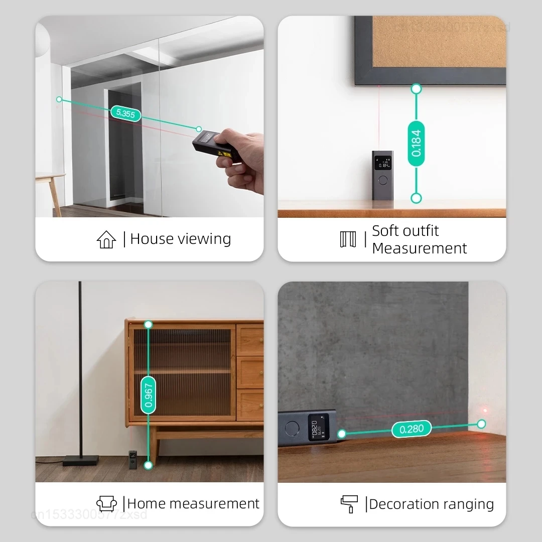 Imagem -02 - Xiaomi-mijia Rangefinder Laser Inteligente Medidor de Distância em Tempo Real Display Lcd Range Finder Fita Métrica Trabalhar com mi Home Novo