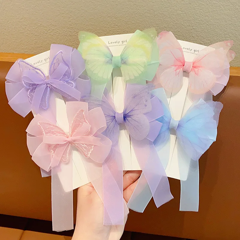 Korean Summer Headwear Solid Color Ribbon Big Bow Hair Clip Spring Clip Women Girls Fashion