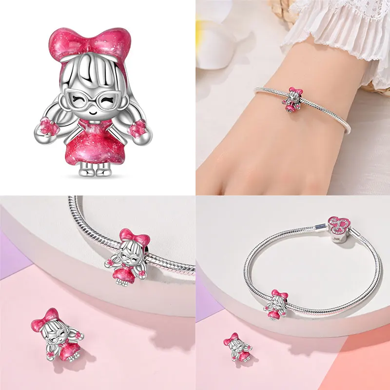 100 % 925 Silber Heißer Verkauf Rosa Serie Sterne & High Heels Charms Fit 925 Original Armbänder DIY Schmuck Machen Für Frauen geschenk – Detail 9