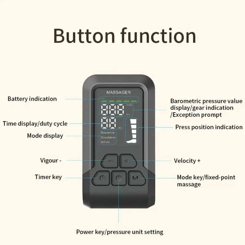 2025 신제품 무선 다리 및 발 에어 마사지 테라피 회복 부츠 순환 공기압전기 풀레그 마사지기