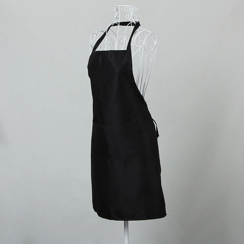 

Waterproof Kitchen 2 Pockets Halter Neck Sleeveless Material Black Chef Bib Waterproof Bib Apron Aprons Home Use