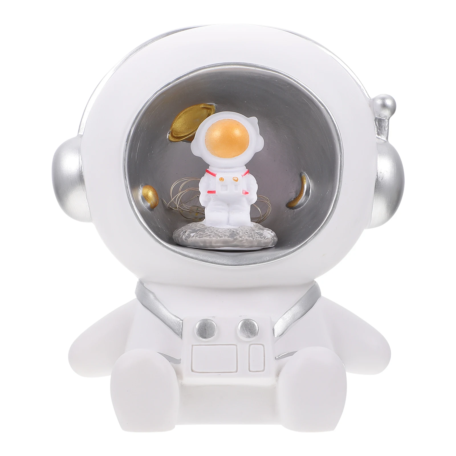 

Space Piggy Bank Night Light Money Box Durable Resin Savings Bedroom Living Room Decor Storage Container