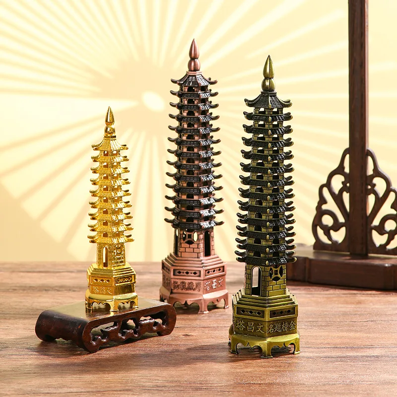 Creative Metal Wenchang Tower. Retro 9 Layer Pagoda. Do Old Metal Crafts, Office Desk Study Living Room Ornaments. Home Gifts