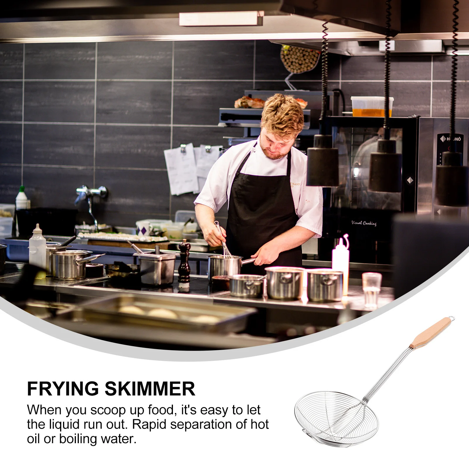 

Colander Wooden Handle Wire Leaking Net Strainer Skimmer Fine Mesh Silver Stainless Steel Frying
