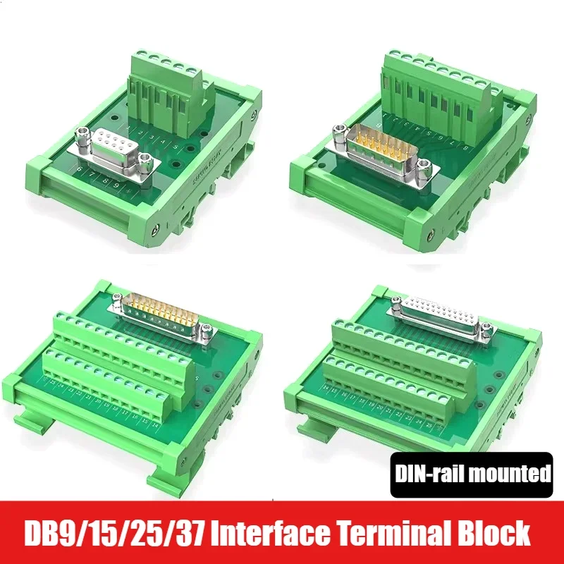 DIN Rail D-Sub 9 15 25 37 50 Pin Terminal Block Breakout Board Transition Module Serial Connector for Control Cabinet Panel