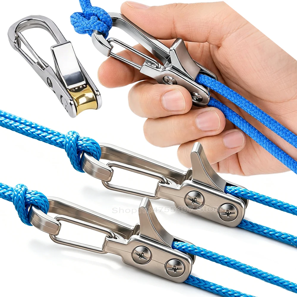 Rope Tightening Tool and Tensioner Retractable Rope with Safety Buckle for Outdoor Camping Tent Securing rope with Rollor Hooks