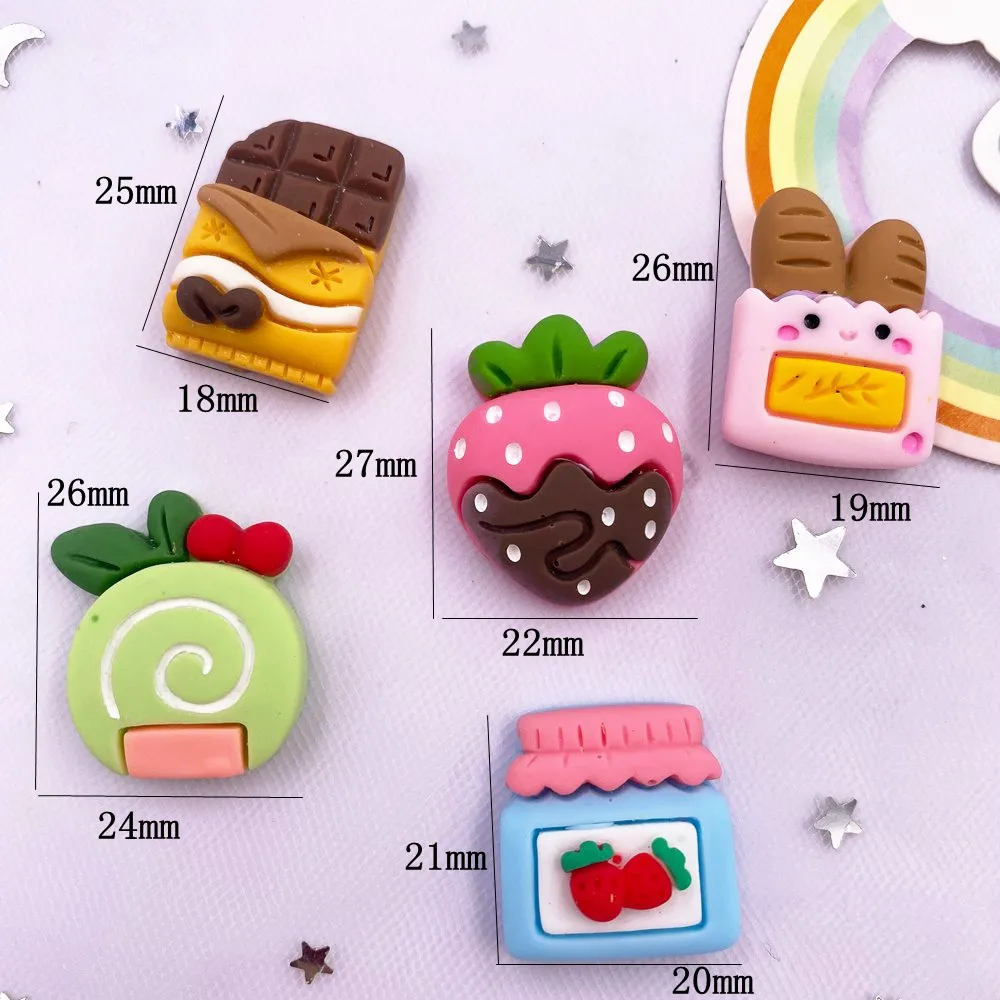 Resin Kawaii Cartoon Big Milk Chocolate Cake Bread Flatback Stone Figurines 10pcs Scrapbook DIY Craft Home Decor Accessories