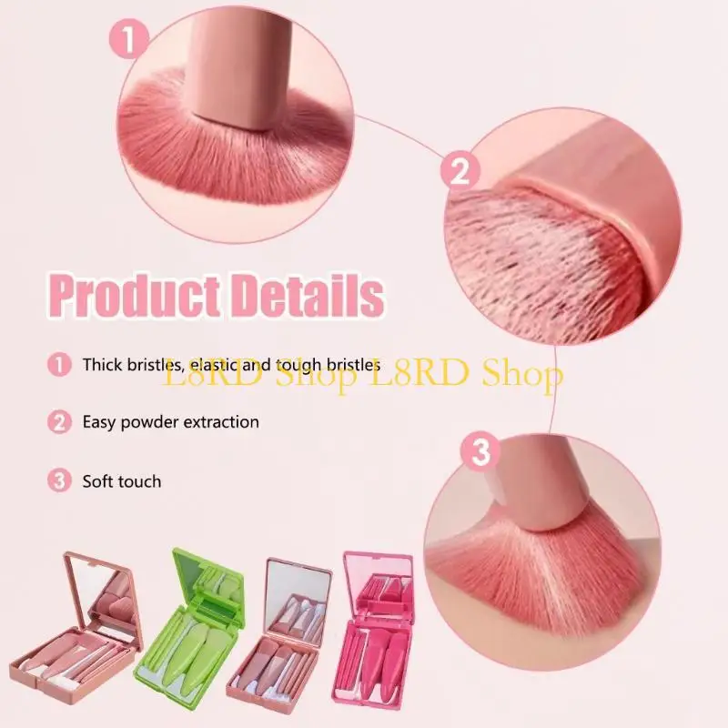 L8RD 5PCS Trang điểm Bàn chải Set Nền móng cho khuôn mặt phấn phủ bóng râm phấn mắt.