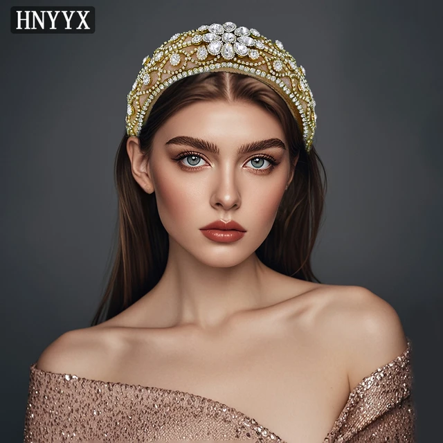 HNYYX Retro barokowe Rhinestone akcesoria do włosów zagęszczona gąbka z pałąkiem na głowę damska biżuteria nakrycia głowy księżniczka obręcz do włosów A252