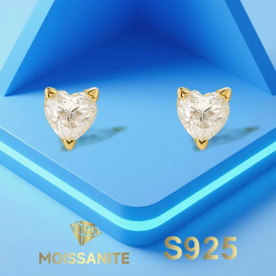 

Серьги-сердечки 3 мм с покрытием из золота 14 карат S925, серебряные серьги-гвоздики для женщин с сертификатом Gra, модные украшения для помолвки