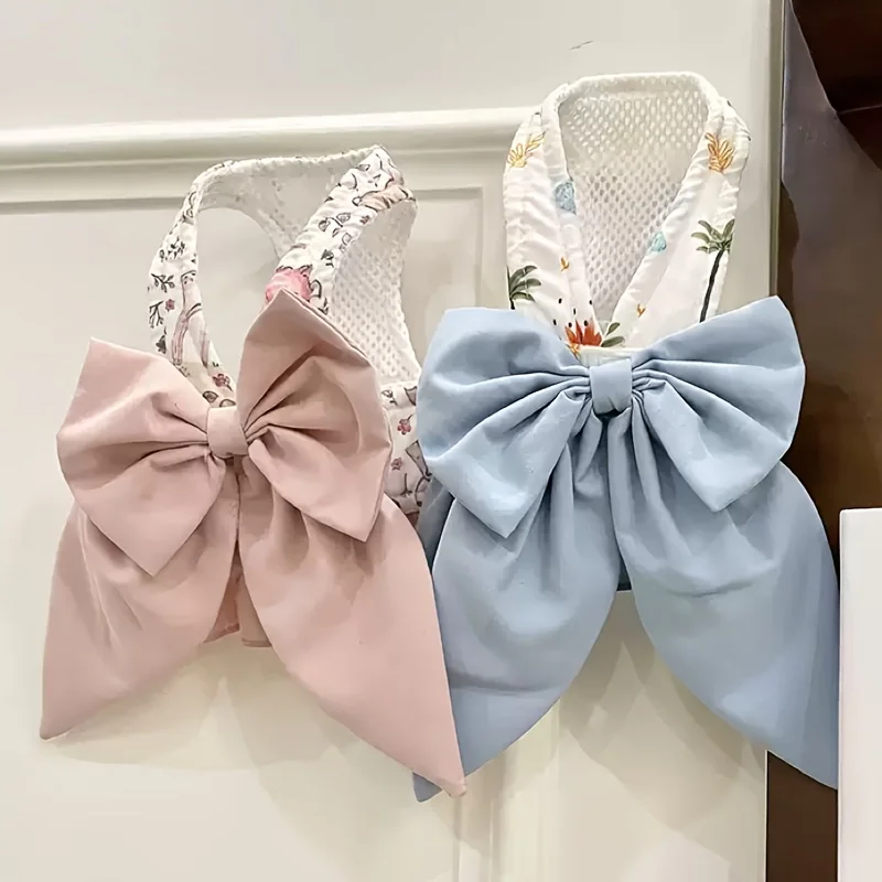 2PC bowknot pet dog vest chest strap set, adjustable chest strap, suitable for cats and dogs， view 5