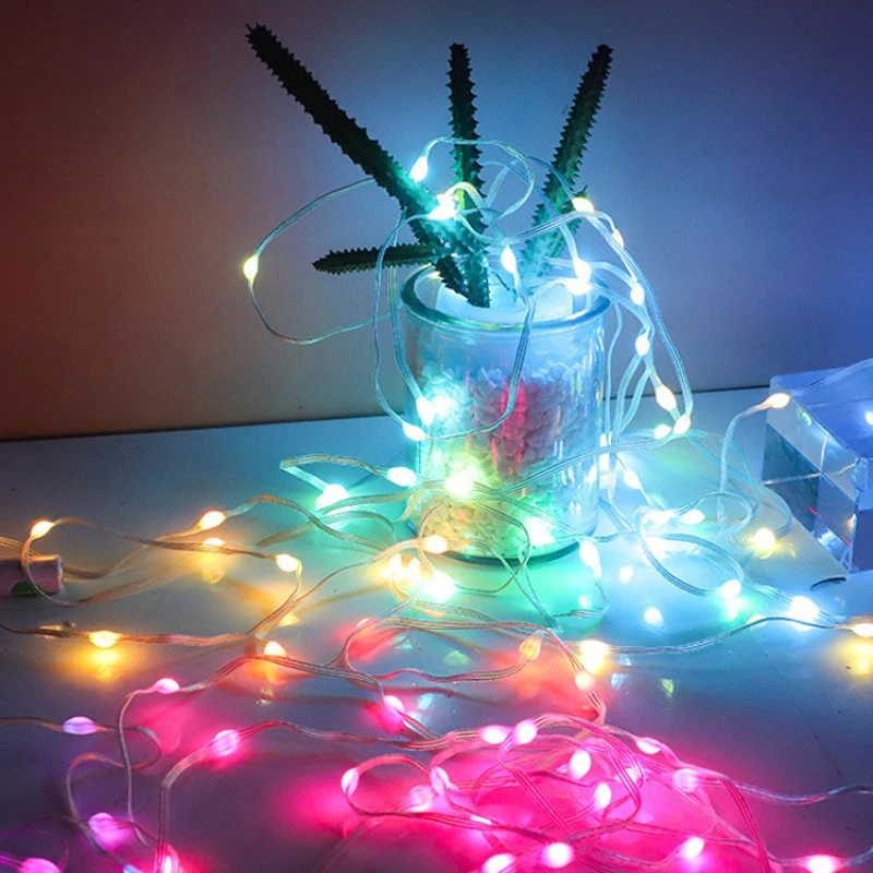 2M 4M 8M LED String Lights Fairy Green Wire Outdoor Christmas Light Tree Garland For New Year Street Home Party Wedding Decor