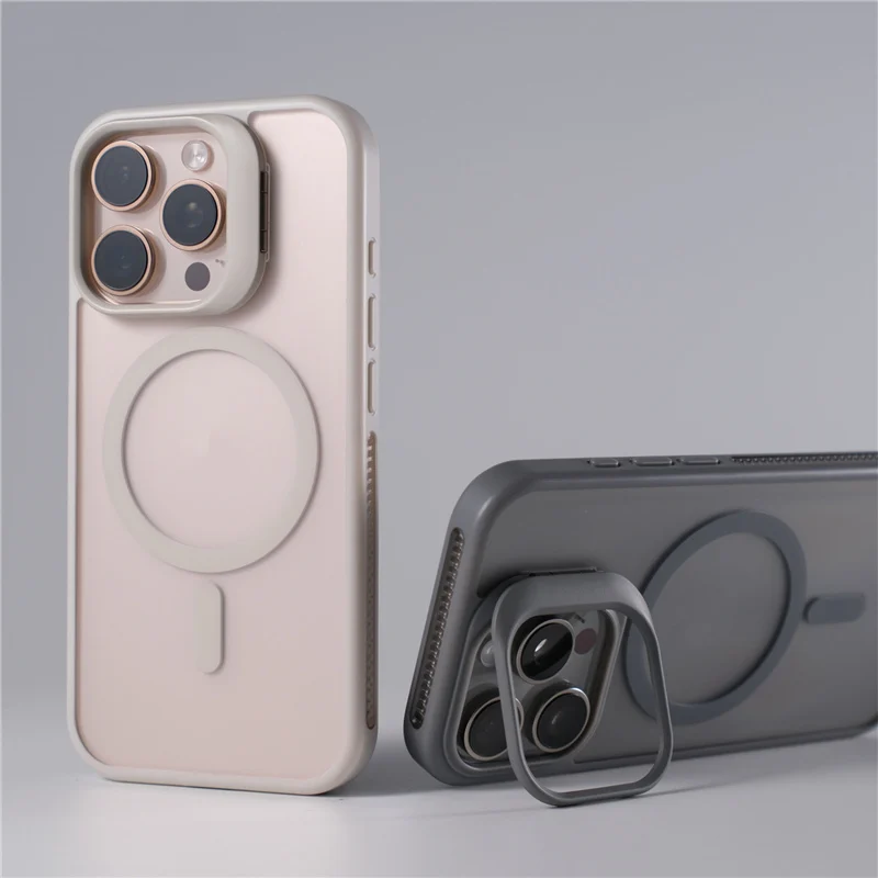 

Luxury Camera Lens Holder Matte Magnetic Cases For iPhone 17 16Pro 17Pro 17Pro max For Magsafe Wireless Charge Shockproof Cover