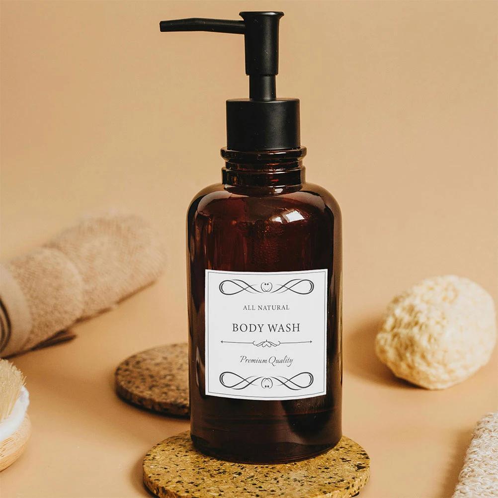 12Pcs Stylish Functional Waterproof PVC Labels for Bathroom Containers Hand Soap Dish Soap Dispensers Shampoo Conditioner