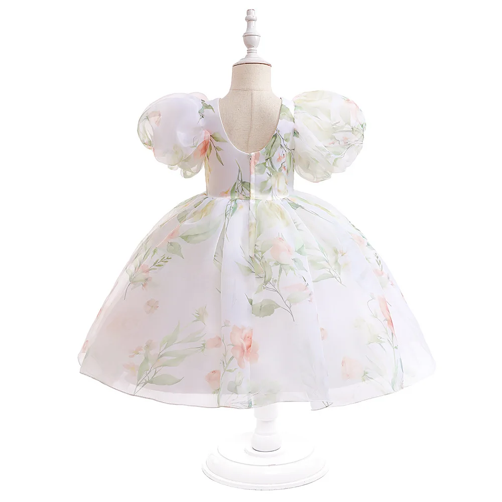 Big Flower Summer Princess Girls Dress Fashion Ball Gown Party Wedding Dress For 2-8 Years Old Kids Children Present