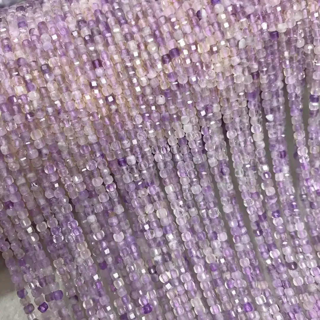 

amethyst square faceted loose beads 2.5mm 38cm for DIY jewelry making FPPJ wholesale beads nature gem stone